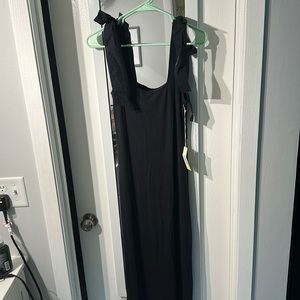 Summersalt Black Ribbed Tie-Shoulder Maxi Dress size M